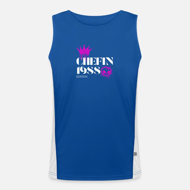 Chefin Edition 1988 – 37. Geburtstag Spruch Funktionelles Kontrast-Tank Top für Männer 