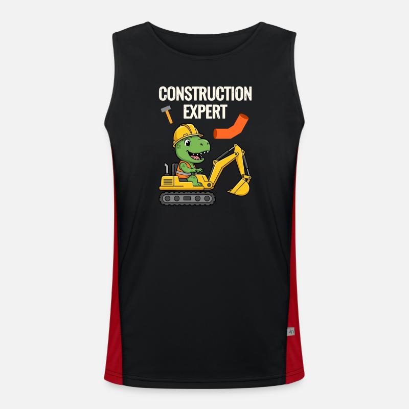 Construction worker Dino - Men's Functional Contrast Tank Top - black/red