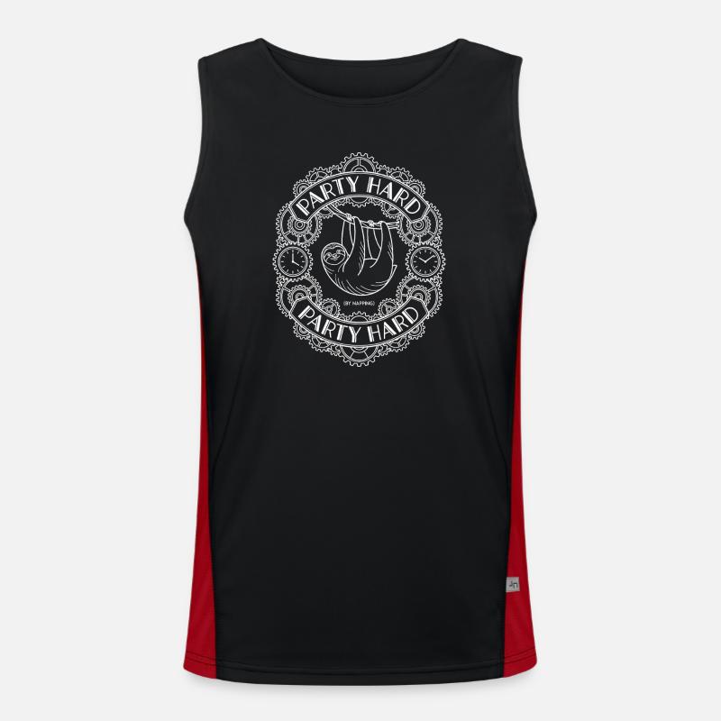 Party Hard Napping Sloth - Men's Functional Contrast Tank Top  - black/red
