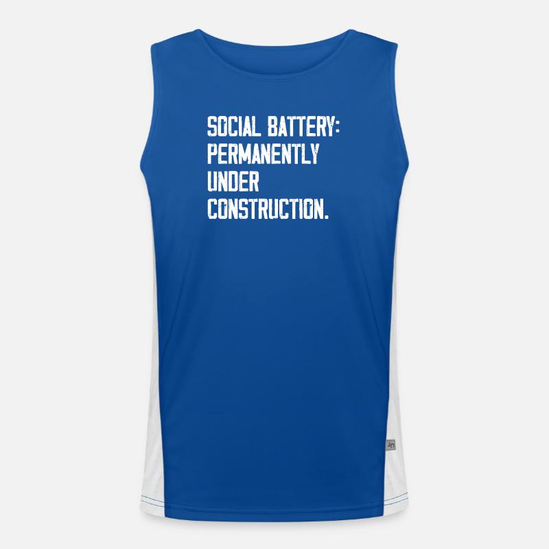 Social Battery: Permanently Under Construction Men's Functional Contrast Tank Top 
