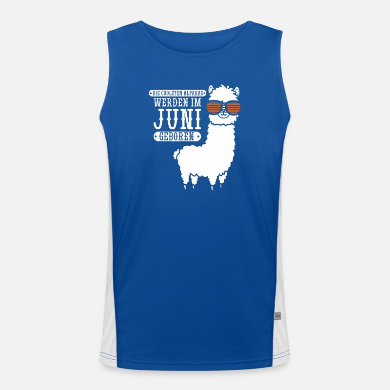Juni Geburtstag Alpaka Spruch Lustig Funktionelles Kontrast-Tank Top für Männer 