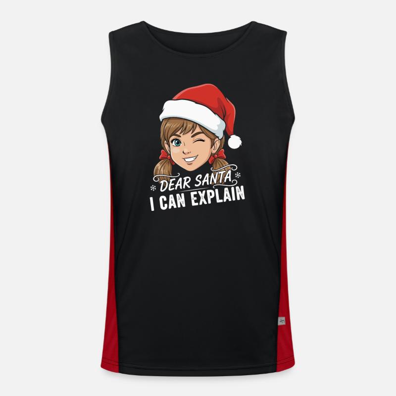 Dear Santa I Can Explain - Men's Functional Contrast Tank Top - black/red
