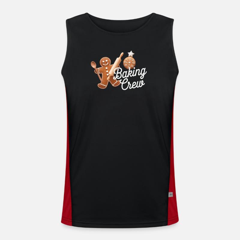 Baking Crew Gingerbread Man Christmas Baking - Men's Functional Contrast Tank Top  - black/red