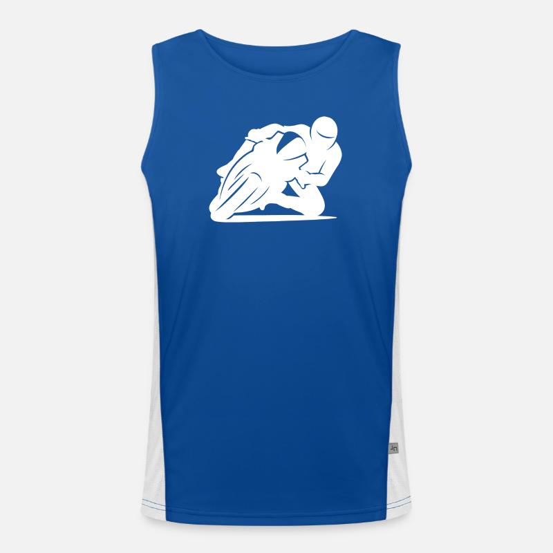 Minimalist motorcycle racer silhouette Men's Functional Contrast Tank Top 