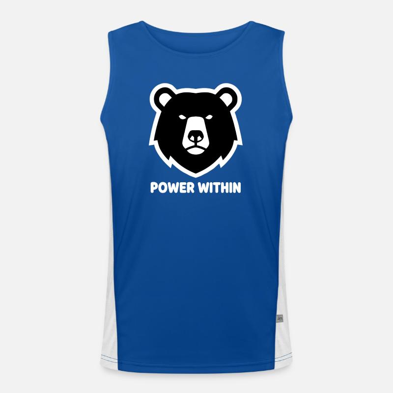 Power Within Bärenkopf Funktionelles Kontrast-Tank Top für Männer 