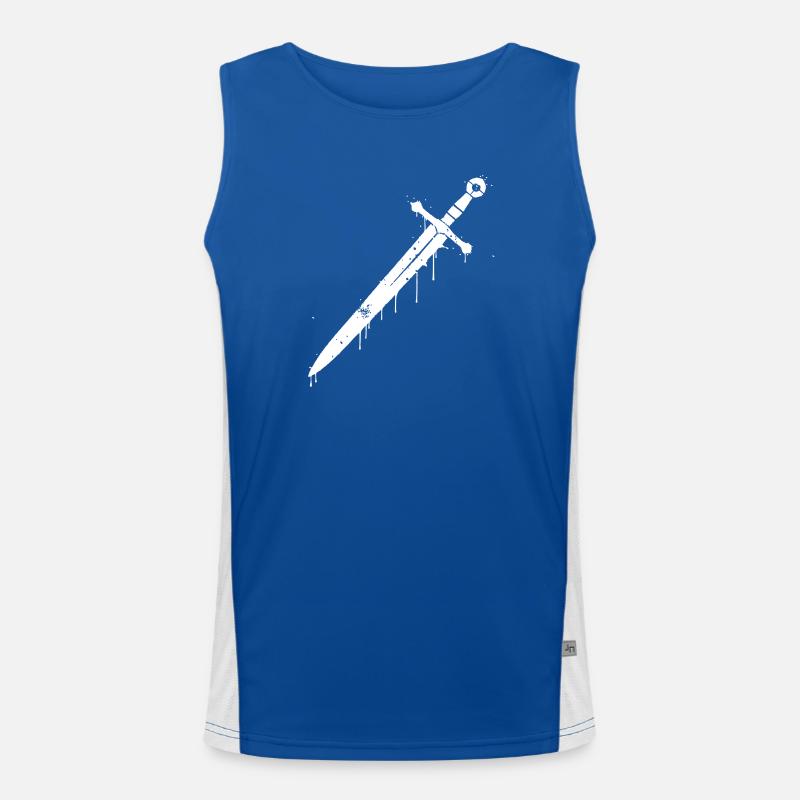 Knight Sword Graffiti Middle Ages Men's Functional Contrast Tank Top 