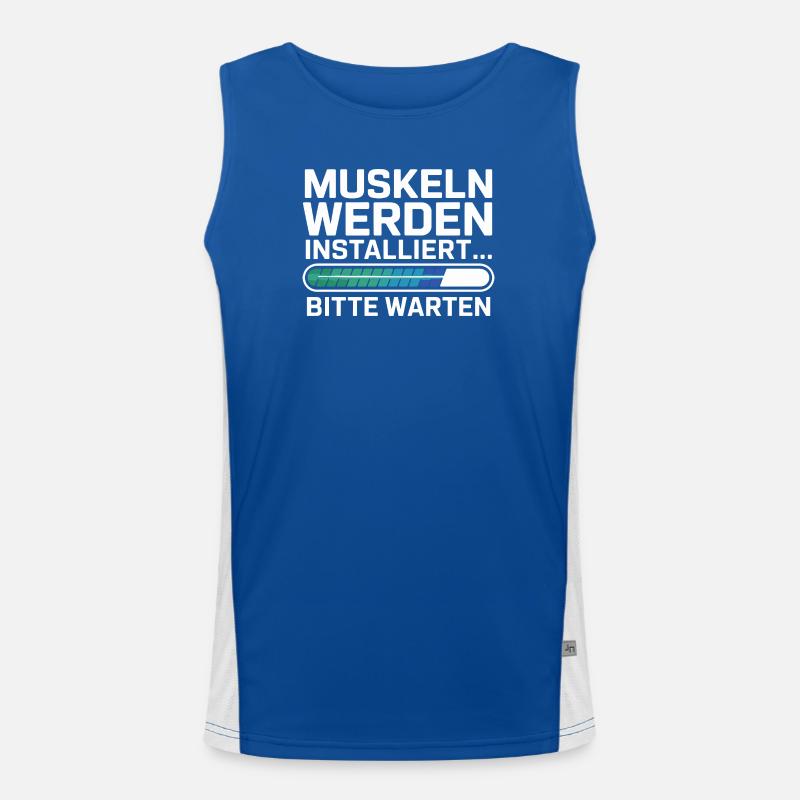 Muscles are being installed, please wait, funnier Men's Functional Contrast Tank Top 