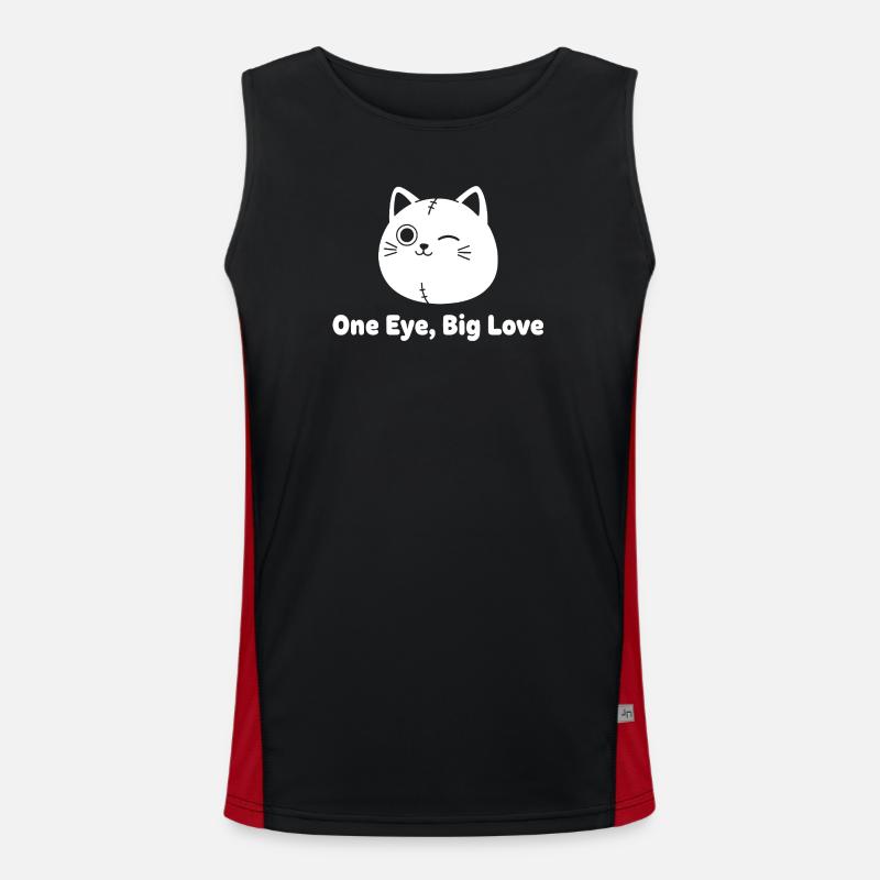 Waving Cat Patchwork Love - Men's Functional Contrast Tank Top  - black/red