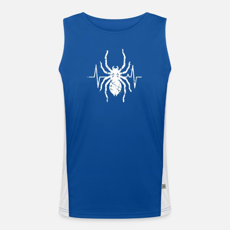 Tarantula Heartbeat ECG Grunge Vector Men's Functional Contrast Tank Top 