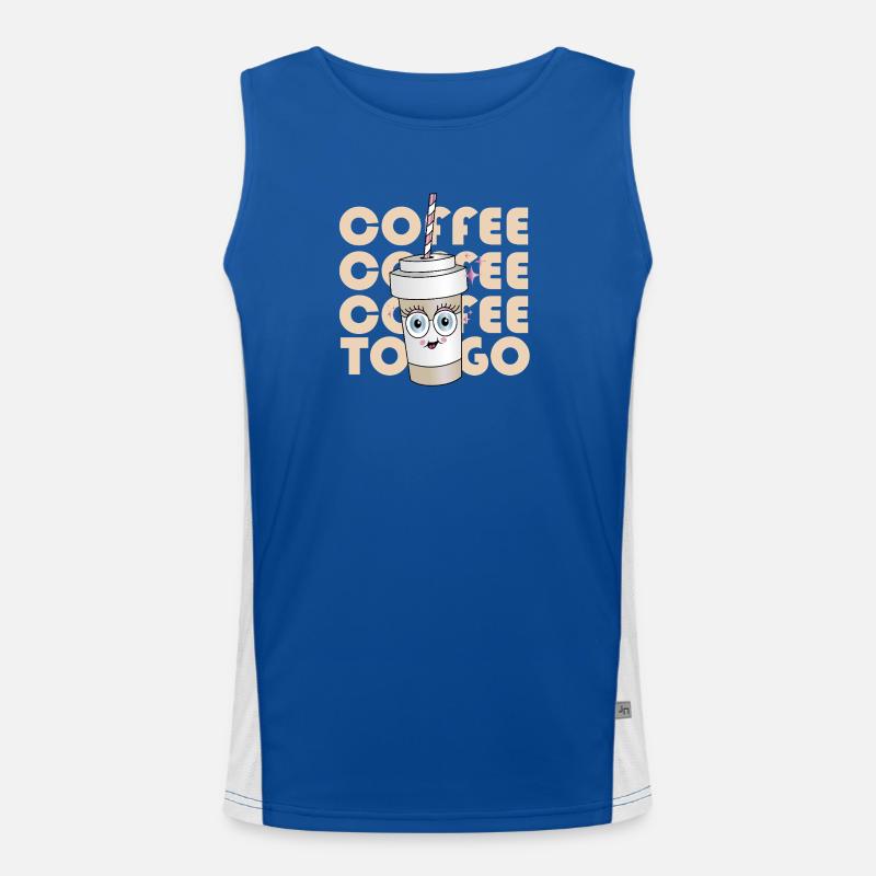 Kaffee To-Go Maskottchen Funktionelles Kontrast-Tank Top für Männer 