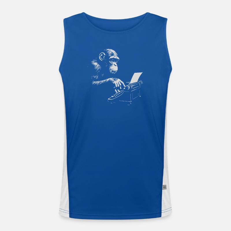 Chimp Typist Retro Print Men's Functional Contrast Tank Top 