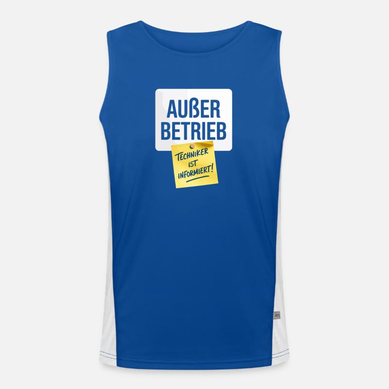 Out of order technician informs sloth office Men's Functional Contrast Tank Top 