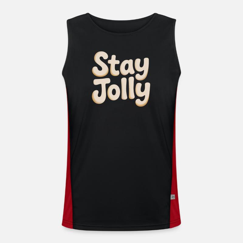 Stay Jolly Cozy Script - Men's Functional Contrast Tank Top  - black/red