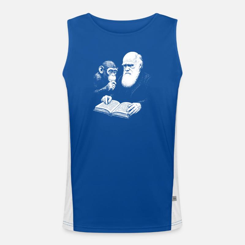 Charles Darwin lernt mit Monkey Funktionelles Kontrast-Tank Top für Männer 