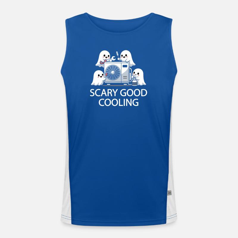 Halloween Geist HVAC Design - Scary Good Cooling Funktionelles Kontrast-Tank Top für Männer 