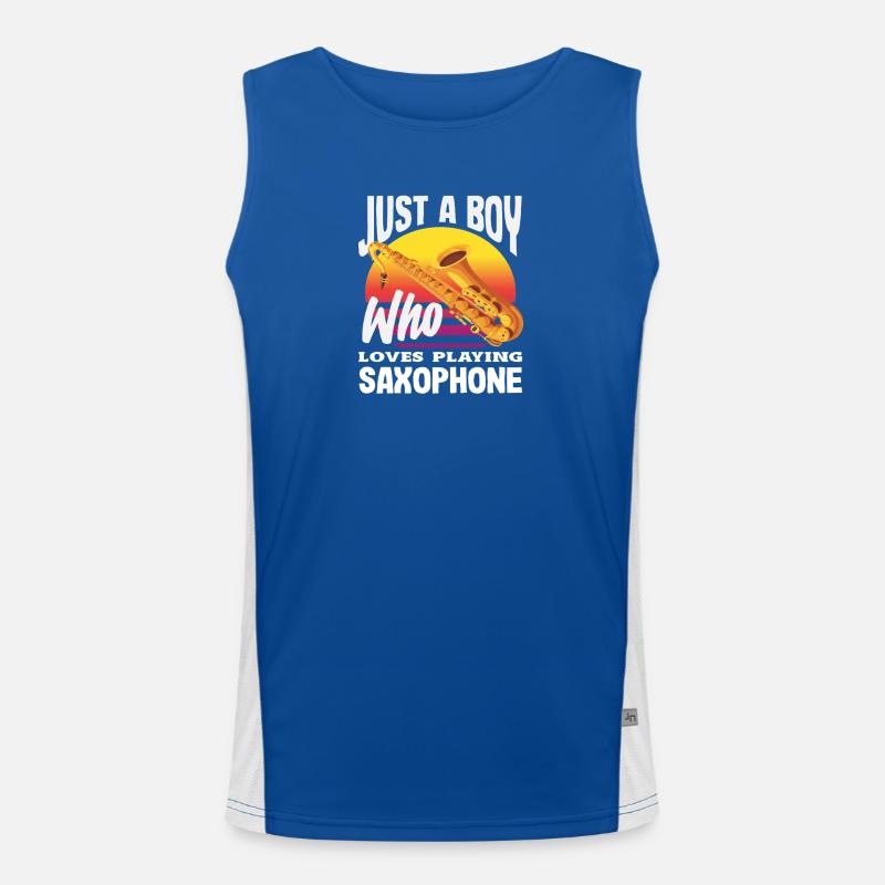 Nur Ein Junge, Der Gerne Saxophon Spielt Funktionelles Kontrast-Tank Top für Männer 