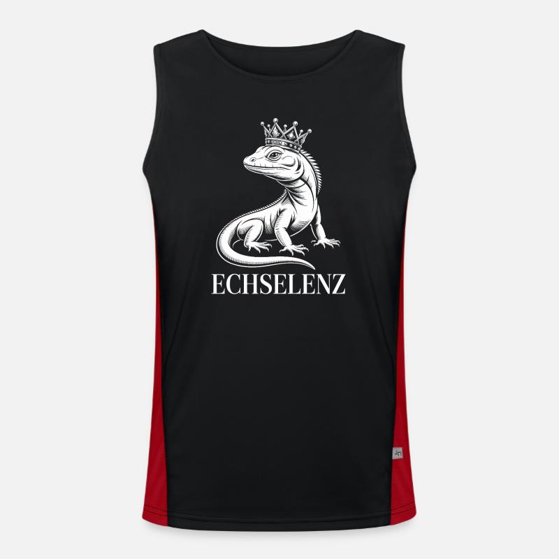Lizard Funny Lizard - Men's Functional Contrast Tank Top  - black/red