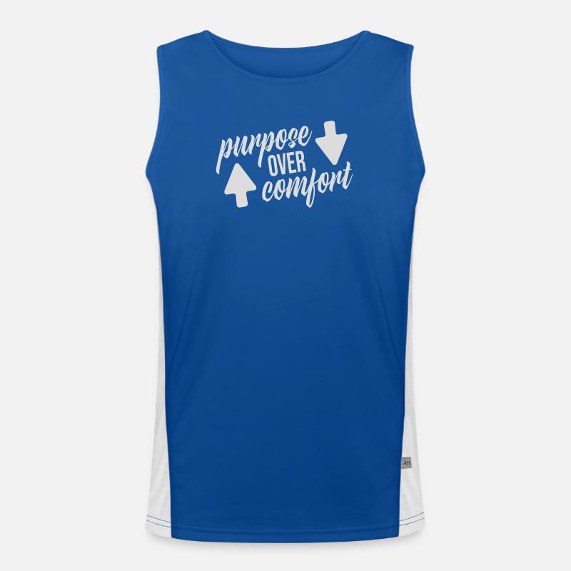 Purpose Over Comfort Motivation Mindset Wachstum Funktionelles Kontrast-Tank Top für Männer 