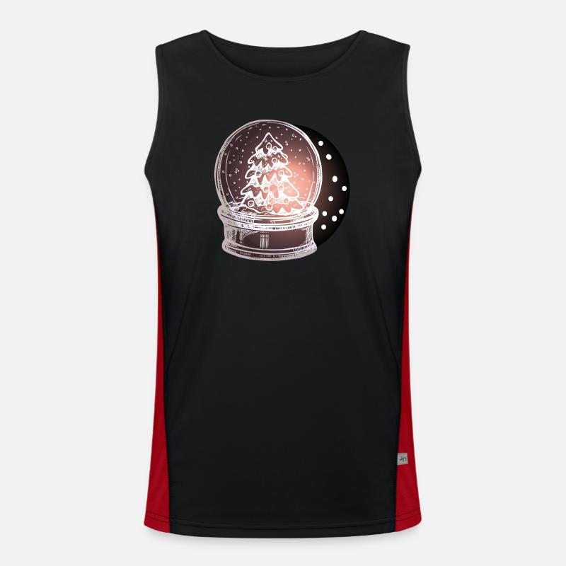 Snow Globe Christmas Tree Men's Functional Contrast Tank Top 