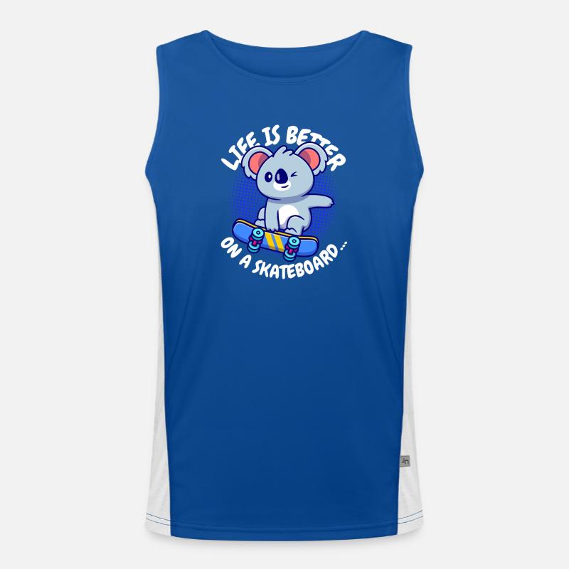 Koala Skateboard Lebensfreude Funktionelles Kontrast-Tank Top für Männer 