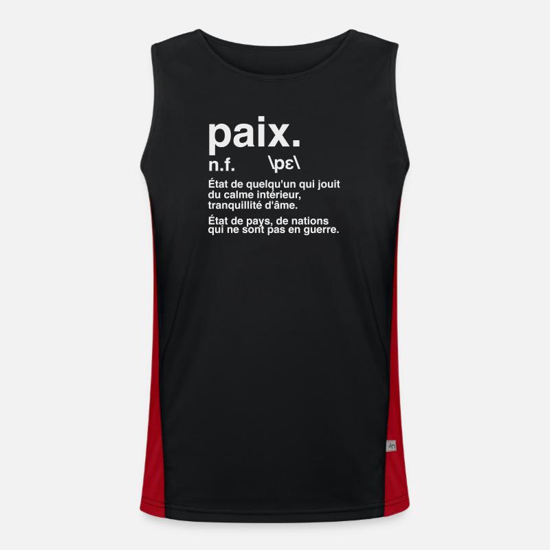 Peace Definition Dictionary Style - Men's Functional Contrast Tank Top  - black/red