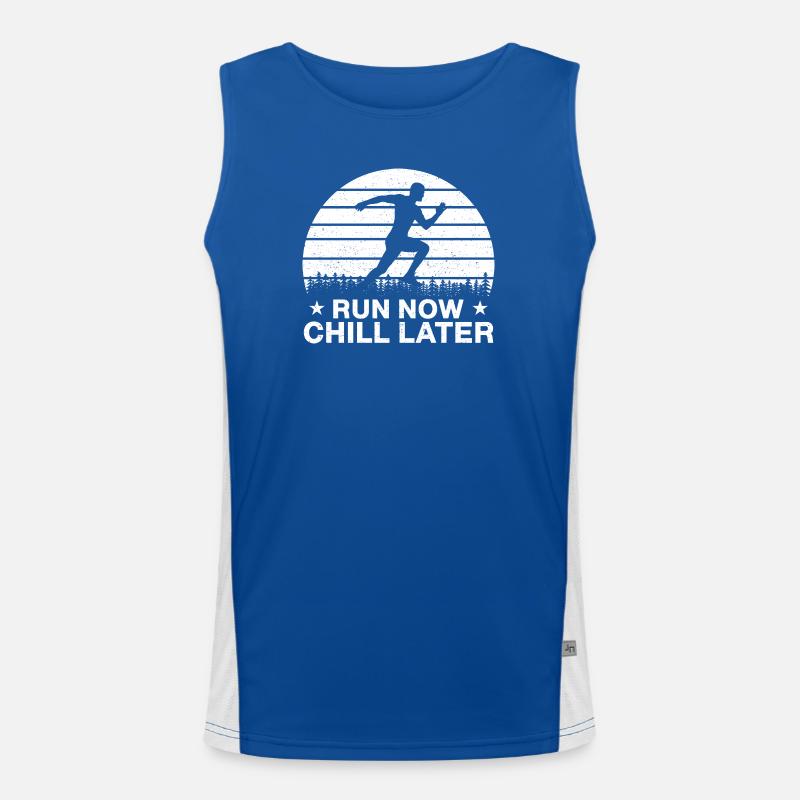 Marathon Running Course Maintenant Chill Plus tard Cadeau de course Débardeur respirant contrasté Homme 