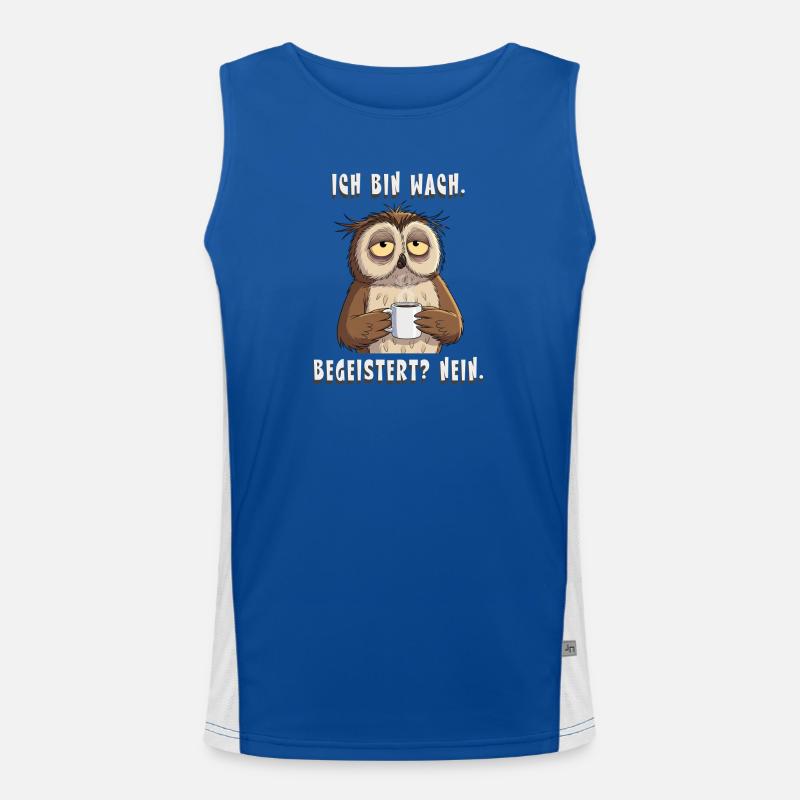 Müde Eule mit Kaffee – Ich bin wach Nein Funktionelles Kontrast-Tank Top für Männer 