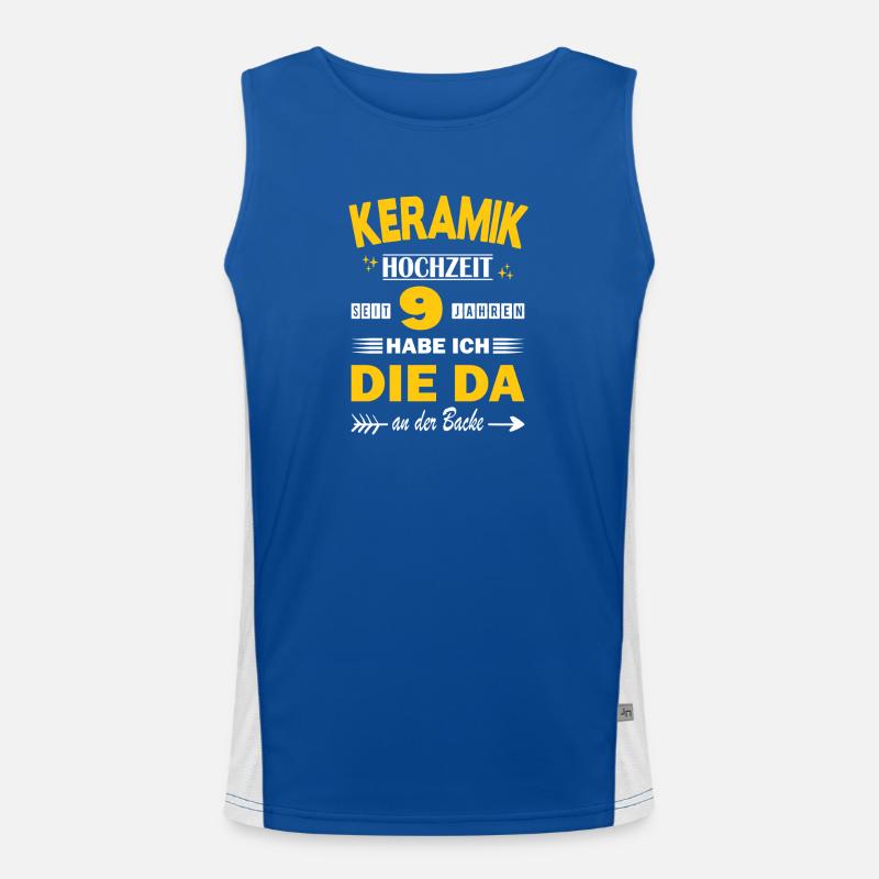 Ceramic Wedding 9 Wedding Anniversary Husband Men's Functional Contrast Tank Top 