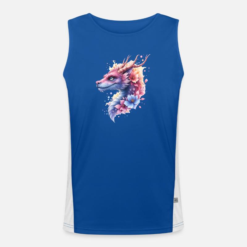 Dragon Fleur Bleu Débardeur respirant contrasté Homme 