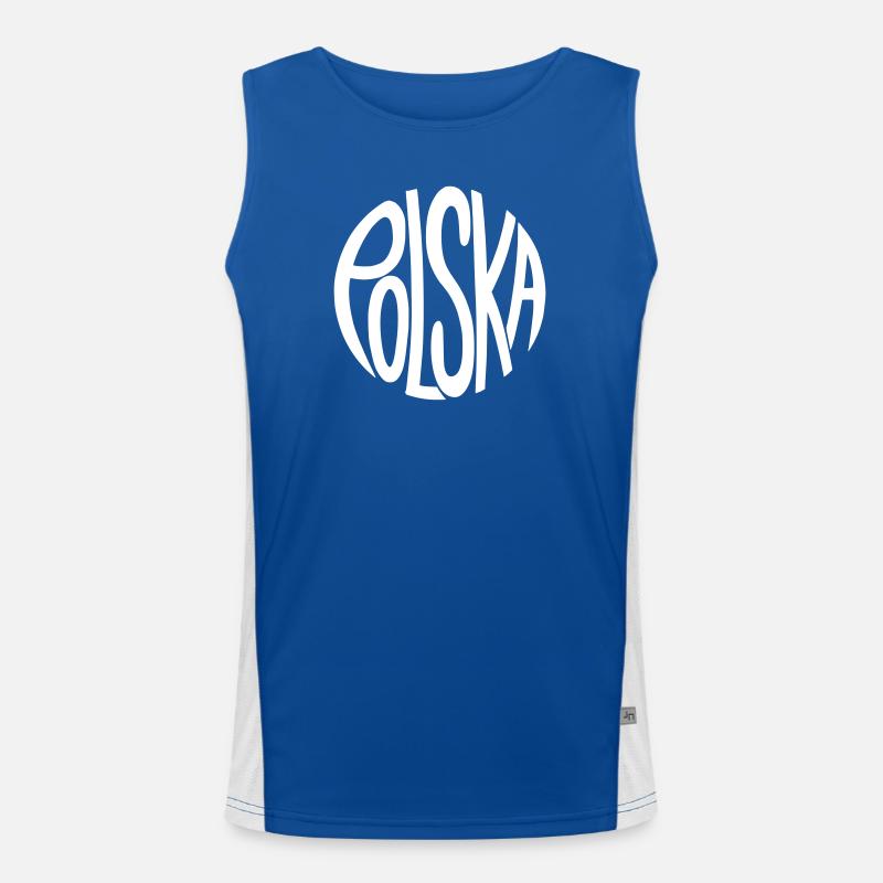 Polska - Poland Hand Lettering Logo Pattern Men's Functional Contrast Tank Top 