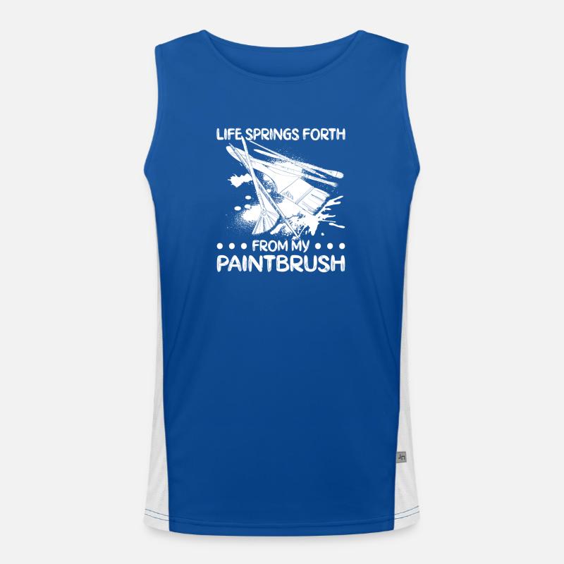 Funny Art Painter Life Springs Forth Drawing Men's Functional Contrast Tank Top 
