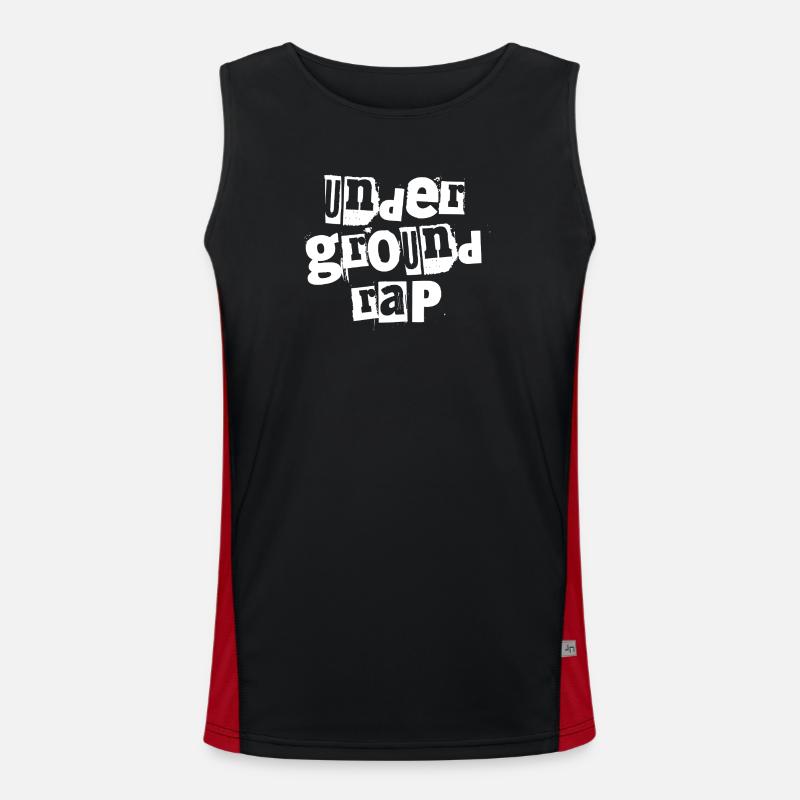 Underground Rap Typography - Men's Functional Contrast Tank Top  - black/red