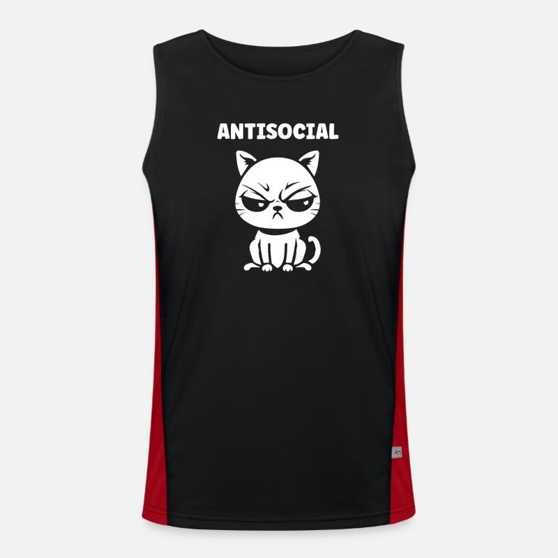 Antisocial Black White Chat - Men's Functional Contrast Tank Top - black/red