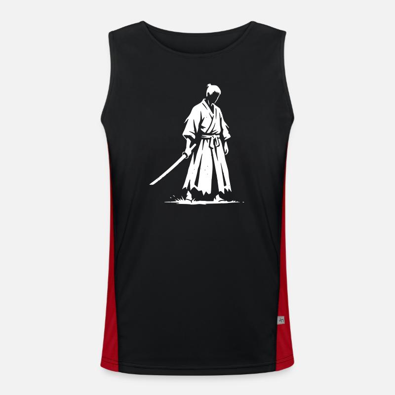 Sad Ronin Samurai Warrior - Men's Functional Contrast Tank Top  - black/red