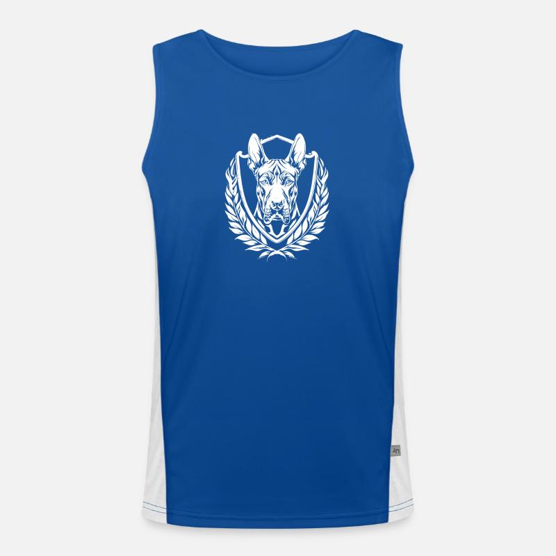 Wächterhund im Wappen-Design Funktionelles Kontrast-Tank Top für Männer 