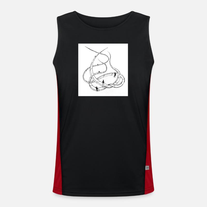 Multi-layered looping paths - Men's Functional Contrast Tank Top  - black/red