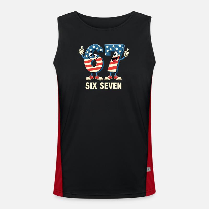 US Flag 67 Memes Six Seven Funktionelles Kontrast-Tank Top für Männer 