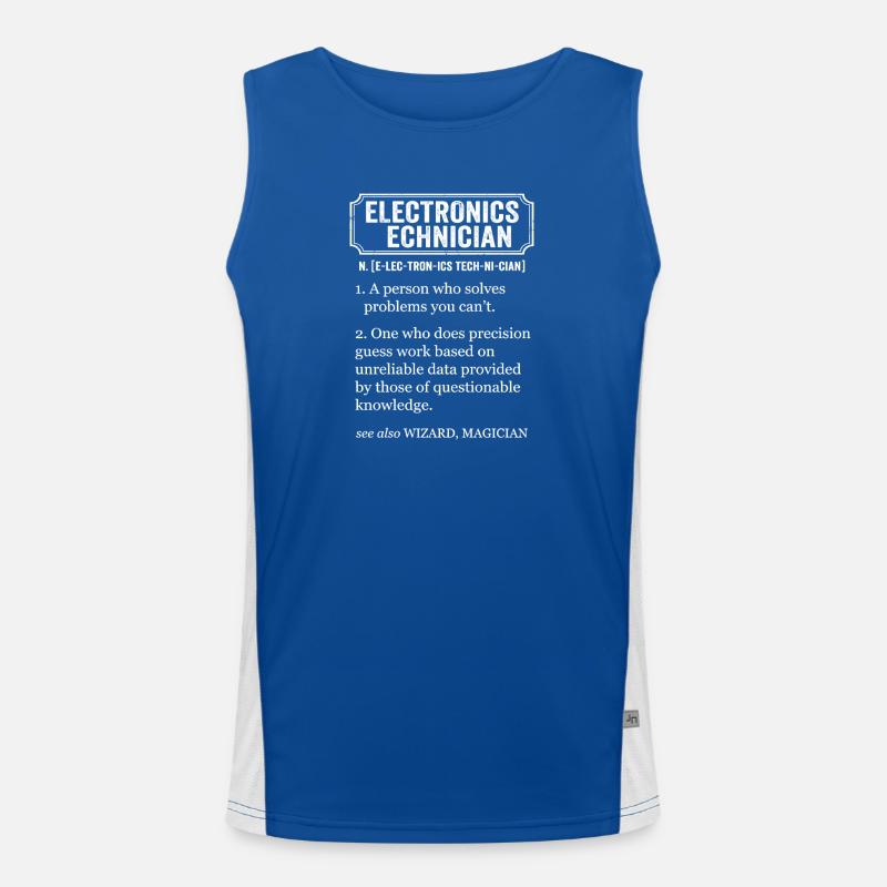 Electronics Technician Funny Definition Men's Functional Contrast Tank Top 