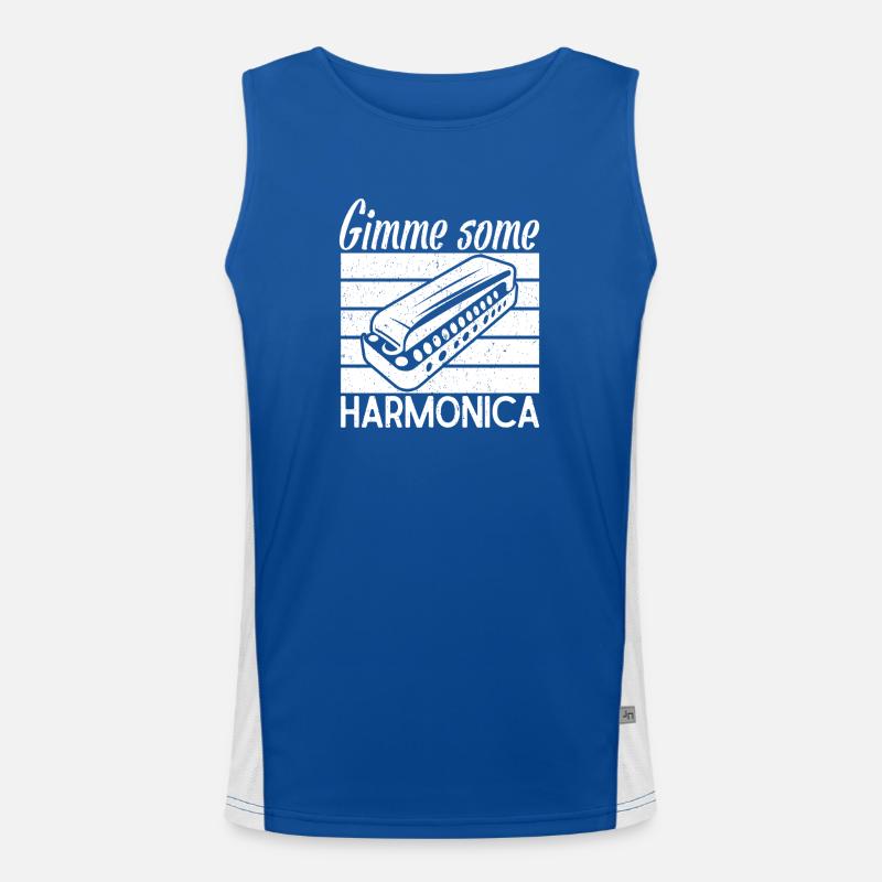 Harmonica Musican Gimme Some Harmonica Men's Functional Contrast Tank Top 