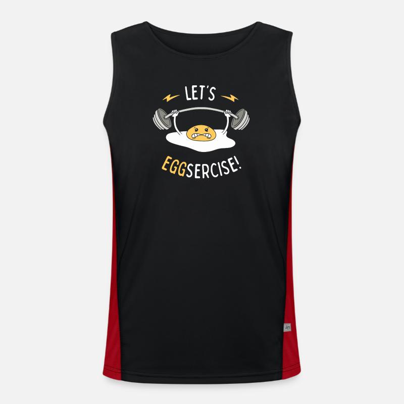 Let's Eggsercise! - Men's Functional Contrast Tank Top  - black/red
