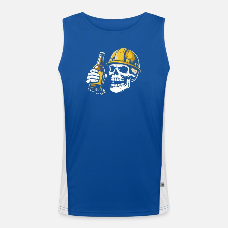 Construction Worker Skull with Beer – Craftsman Men's Functional Contrast Tank Top 