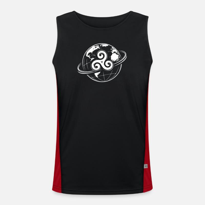 Breton Triskel Globe Celtic Brittany - Men's Functional Contrast Tank Top  - black/red