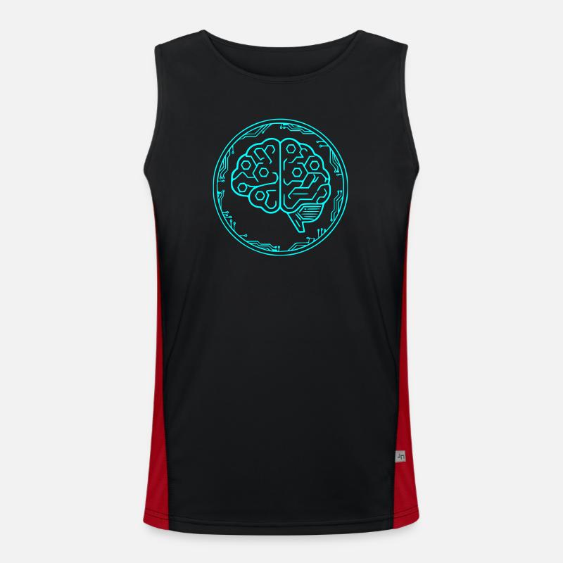 Cyber Brain AI Tech Circuit Vector Men's Functional Contrast Tank Top 