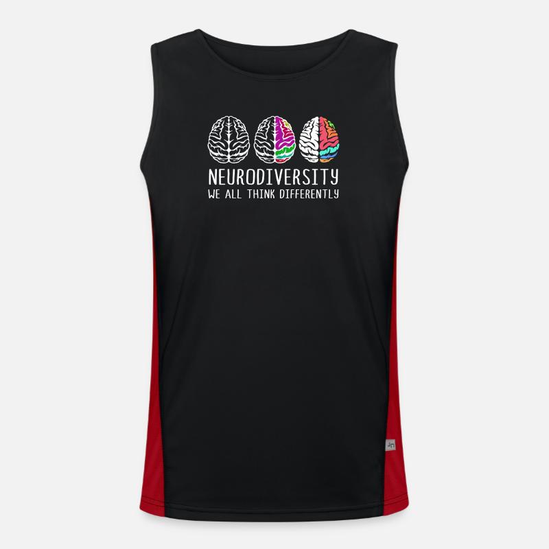 Neurodiversity Autism Brain ADHD Asperger - Men's Functional Contrast Tank Top  - black/red