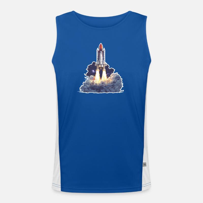 Astronomy Space Rocket Launch Exploration Men's Functional Contrast Tank Top 