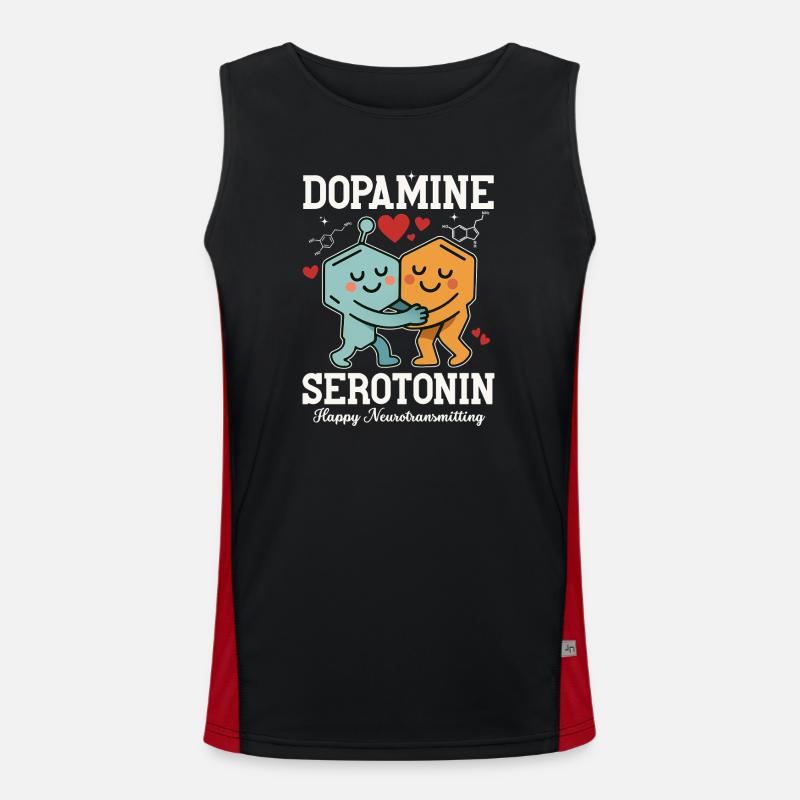 Dopamine Serotonin Hug Design - Men's Functional Contrast Tank Top  - black/red