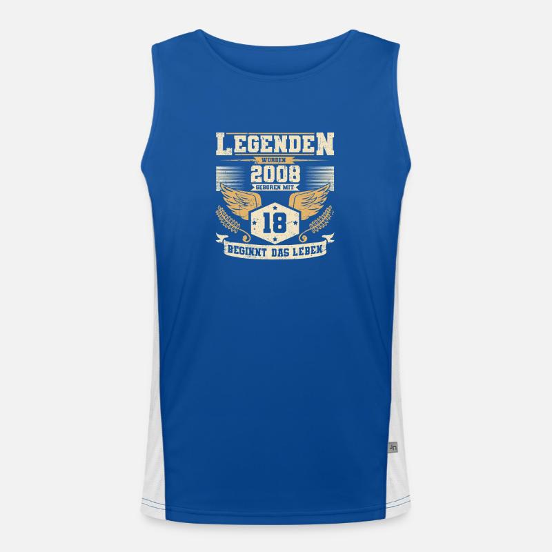 18 Birthday Legends Born 2008 Grunge Life Men's Functional Contrast Tank Top 
