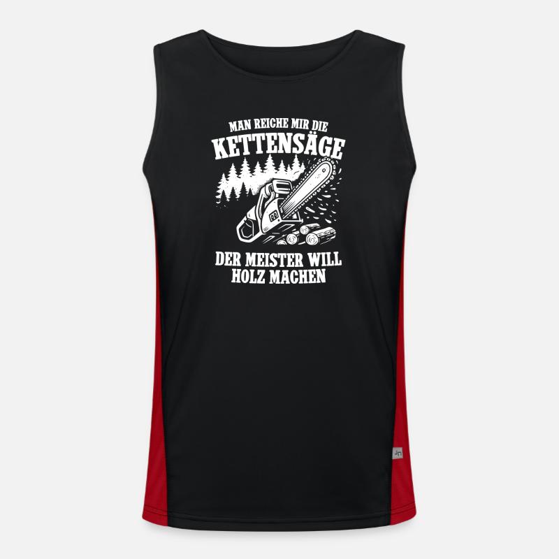 Hand me the chainsaws - Men's Functional Contrast Tank Top  - black/red