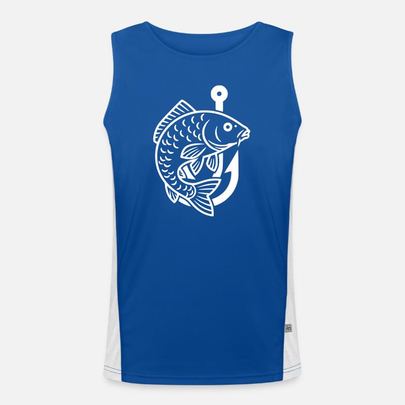 Carp Jumping Fish Fishing Hook Men's Functional Contrast Tank Top 