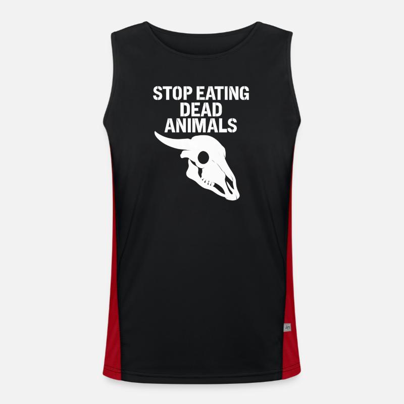 Stop Eating Dead Animals Skull - Men's Functional Contrast Tank Top  - black/red